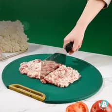 Tábua de Corte Redonda Antiderrapante Verde para Churrasco e Cozinha