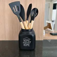 Leiteira Cerâmica Home Sweet Home Talheres Cozinha Resistente