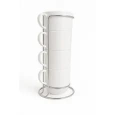 KIT 4 Xicaras em Acrilico  210ML com Suporte Torre Cromado Decoração