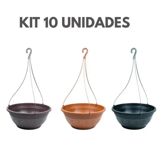KIT 10 Vasos Cuia 6 Litros com Alça 50cm Para Plantas Rosa do Deserto Samambaia