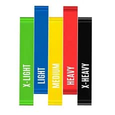 Kit 5 Mini Bands Faixas Elásticas Resistência Alongamento Pilates Yoga Academia Fitness Exercícios Thera Band