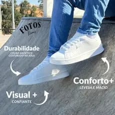 tenis masculino sapatenis casual branco confortável dia a dia trabalho academia super leve macio moderno