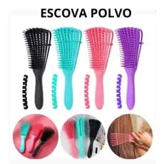 Escova Polvo Para Todos os Tipos de Cabelo - Pente Anti Frizz - Escova Mágica