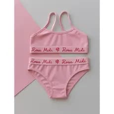 Kit 5 Conjunto Juvenil Feminino Algodão com Top e Calcinha