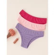 Kit 3 Calcinhas Básicas Tanga Conforto forro 100% algodão