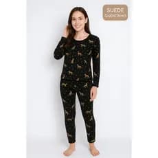 Pijama Feminino de Inverno em Suede Quentinho, Macio e Confortável