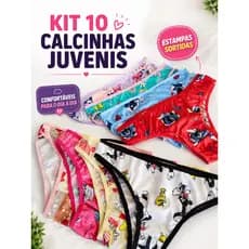 Kit 10 Calcinha Infantil Juvenil de Microfibra Leve e Confortável