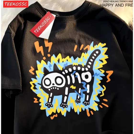 Camiseta algodão Gatinho choque elétrico, lançamento!!