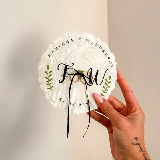 Porta Aliança Orgânico personalizado acrílico casamento noiva aliança