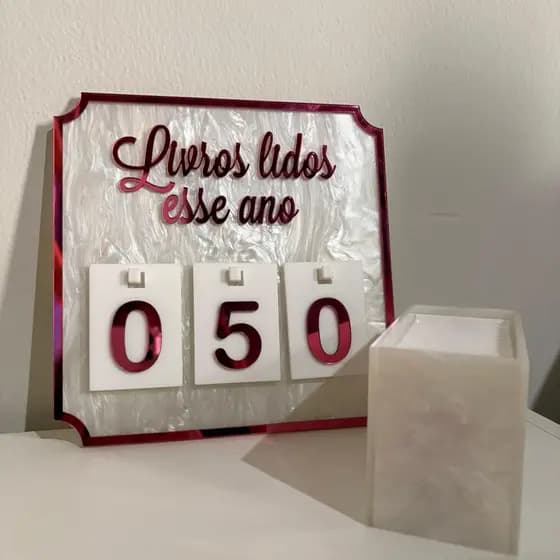 CONTADOR DE LIVROS LIDOS EM ACRÍLICO | DECORATIVO | LEITURA, BOOKTOK, ESTANTE
