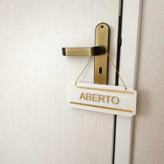 Placa Aberto/ Fechado/ Volto Já | Duas Face Acrílico 20x8 Porta Loja Comércio