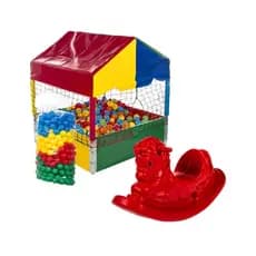 Piscina de Bolinha 1,00m -1 Gangorra Cavalinho - 100 Bolinhas - Bem Colorido - Brinquedo Infantil