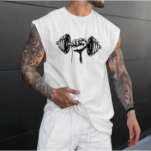 Camiseta Regata Larga Oversized Musculação Unissex Camiseta Academia Treino 100% Algodão