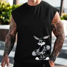 Regata Oversized Machão Pernalonga Camiseta Larga Skate Casual 100% Algodão