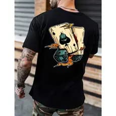 Camiseta Masculina Baralho Camisa Manfinity Streetwear Slim Casual 100% Algodão