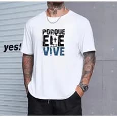 CAMISETA FRASE CRISTÃ ELE VIVE CAMISA BRANCA 100% ALGODÃO CASUAL HOMENS ESTILOSOS
