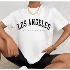 Camiseta Feminina Los Angeles Estilosa T-shirt 100% Algodão C.A.L.I.F.O.R.N.I.A