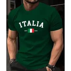 Camiseta Casual Estampada Italia Camisa 100% Algodão Masculina Premium