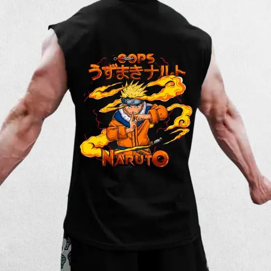 Camiseta Regata Naruto Streetwear Casual Moda Masculina Regatão Larga Oversized Algodão