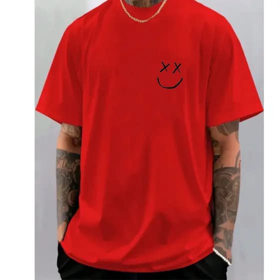 Camiseta Masculina Algodão Carinha Olho X Camisa Casual Manga Curta Tecido Macio