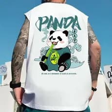 Camiseta Regata Oversized Panda Masculina Camisa Sem Manga Street e sport wear Academia Casual