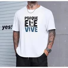 Camiseta Algodão Streetwear Frase Porque ele Vive Crista Masculina e Feminina