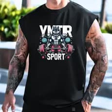 Camiseta Regata Oversized Estilo Streetwear Masculina Estampada Lobo Camisa Larga Maromba Academia Treino