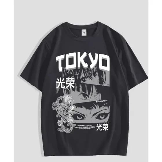 Camisa Blusa Estampada Masculina Anime Japão Tokyo Estilosa 100% Algodão Top Casual Verão
