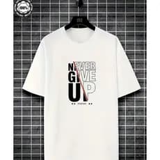 Camiseta Masculina Never Give Up Estilo Moderno Motivacional Casual
