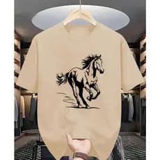 Camiseta Masculina Cavalo Correndo Estilo Country Casual Algodão Tendencia