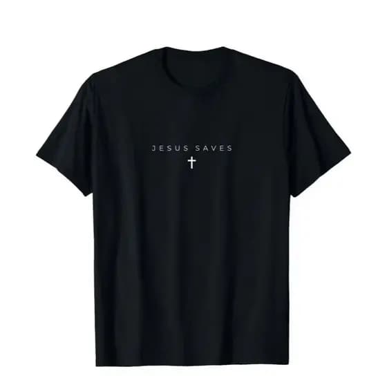Camiseta Unissex Estampa Jesus Saves Moda Cristã Casual Minimalista Algodão