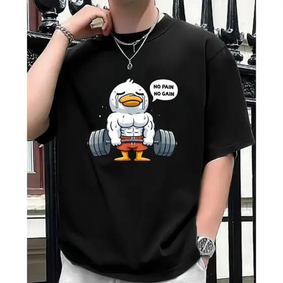 Camiseta Masculina Academia Treino Estampada ''Sem dor, Sem ganho'' 100% Algodão