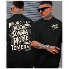 Camiseta Religiosa Frase Biblíca Ainda Que Ande Pelo Vale Camisa Cristã Unissex