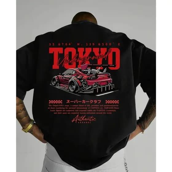 Camiseta Tokyo Drift Underground Estilo Streetwear Japonês Masculino 100% Algodão