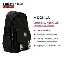 Mochila Coreana Unissex Preto - Design Moderno e Minimalista, Impermeável
