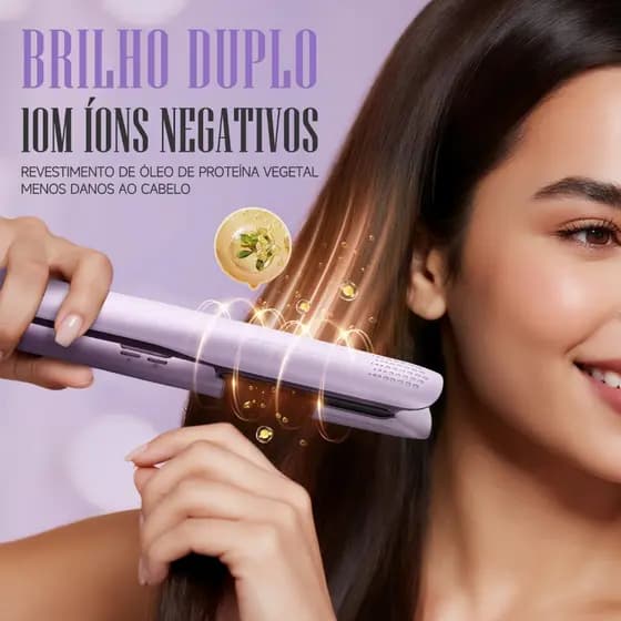Chapinha Prancha Radiant Titanium Íons+, 5 Temperaturas Ajustáveis, Aquecimento Rápido,Cordão Giratório 360°, 2 em 1