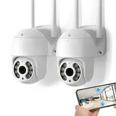 Kit 2 Câmera de segurança externa Wi-Fi 360°, Full HD 1080p, com função de visão noturna colorida.