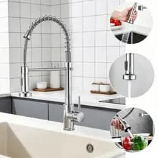 Torneira de cozinha flexível de bancada com monocomando e temperatura da água ajustável.