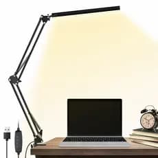 Candeeiro de mesa LED com clipe de mesa, candeeiro de mesa com proteção para os olhos