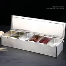 Condimentadora pizzaiola pizza alimentos de inox com 6 cubas de alumínio+ENVIO RÁPIDO
