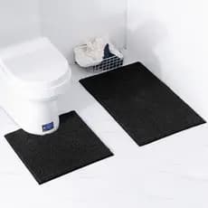 Kit Tapete de Banheiro Bolinha Microfibra Premium Antiderrapante 45x75 Cm + 45x40 Cm