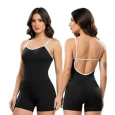 Macaquinho Fitness Feminino Alcinha Zero Transparencia Academia Treino Modelo Curto Suplex Reforçado