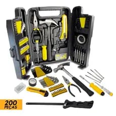 Jogo Kit De Ferramentas + Maleta 200 Peças Profissional Serviços Gerais Construção Facilita