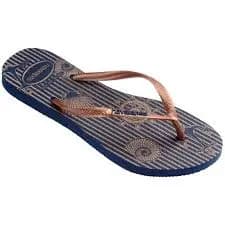 Chinelo Havaianas Slim Nautical Marinho/rose Gold 100% originais