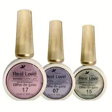 Kit 3 Esmalte Em Gel Refletivo Glitter Olho De Gato 10ml - Real Love