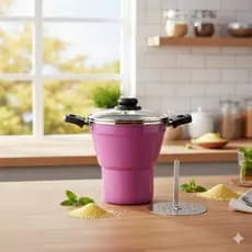 Cuscuzeiro Aluminio Tampa de VIDRO Na Cor ROSA Tamanho Nº14 Cuscuz Nordestino