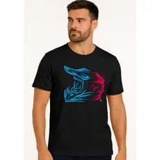 Camiseta Masculina Premium Tamanho PP ao G3 Passa Fácil Cores Branco e Preto Capacete Estampado