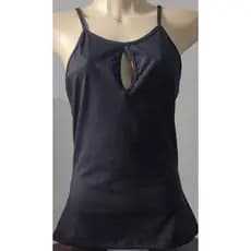 Blusinha regata preta de alcinha com gota feminina em meia-malha. Tamanos P, M, G e GG
