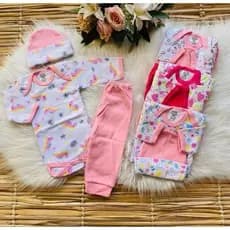 Conjunto menina com 3 peças RN a M 1 body manga longa, 1 calça/mijão e 1 touca enxoval maternidade