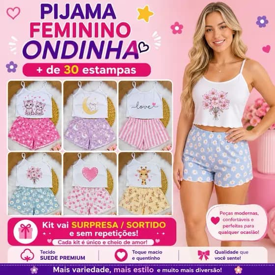 kit 10 conjuntos pijama baby dool feminino blogueira atacado variados 34 a 44 suede pijama feminino